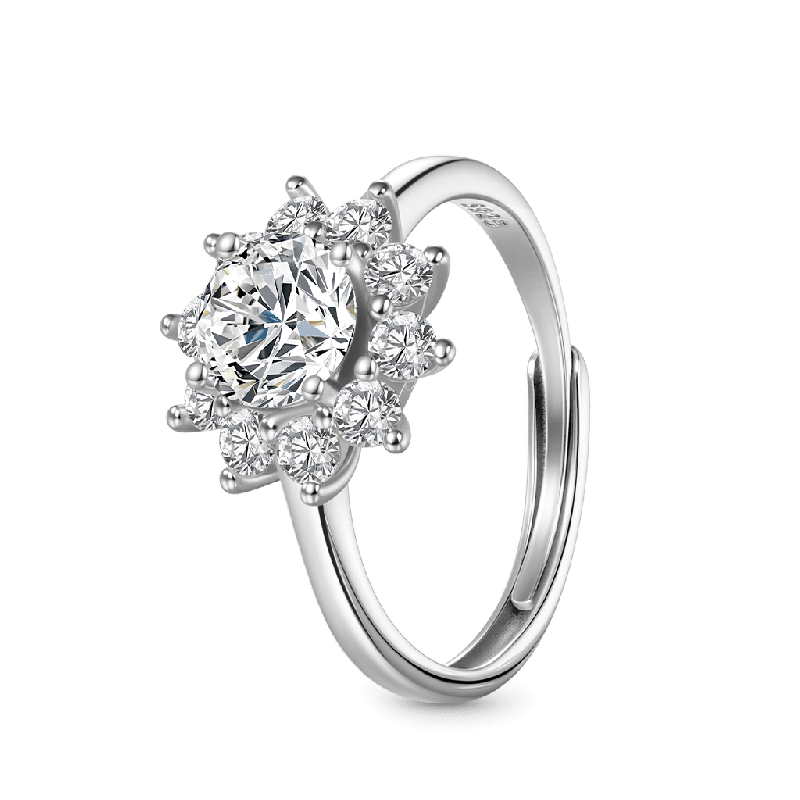 1ct D Color VVS Moissanite Snowflake Ring