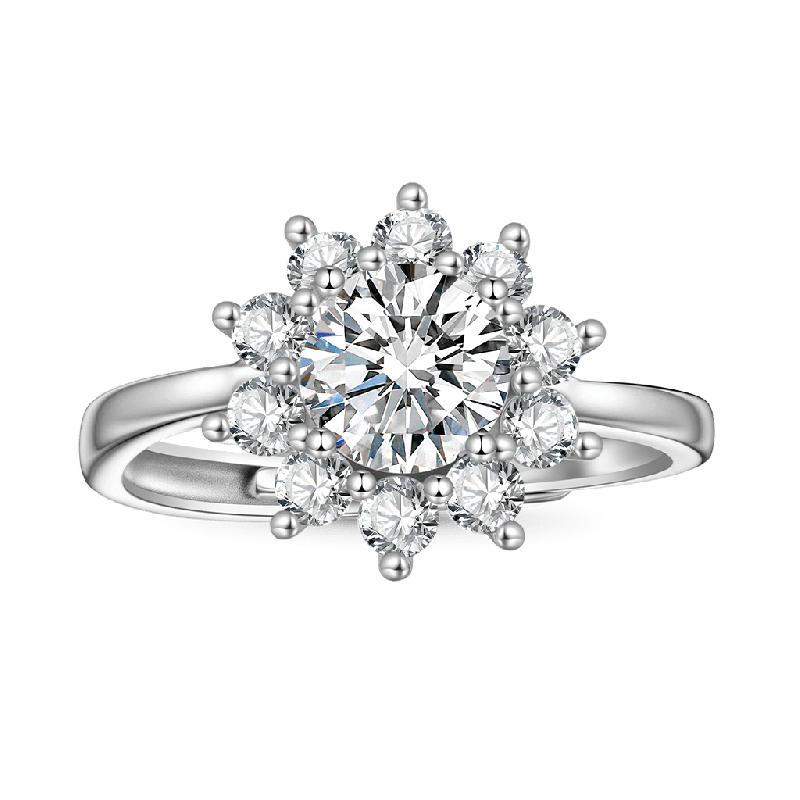 1ct D Color VVS Moissanite Snowflake Ring