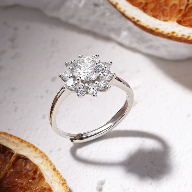 1ct D Color VVS Moissanite Snowflake Ring
