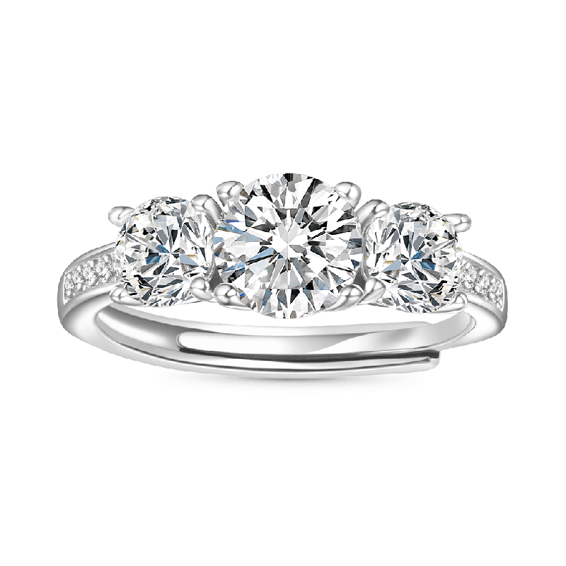 0.7 Ct VVS Moissanite Three-Stone Ring