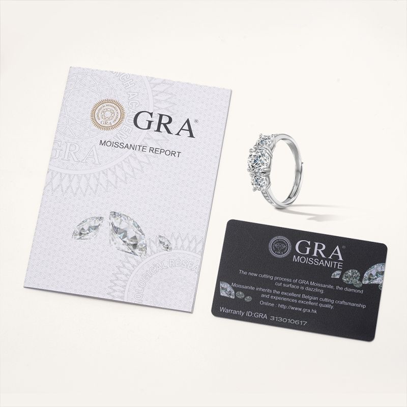 0.7 Ct VVS Moissanite Three-Stone Ring