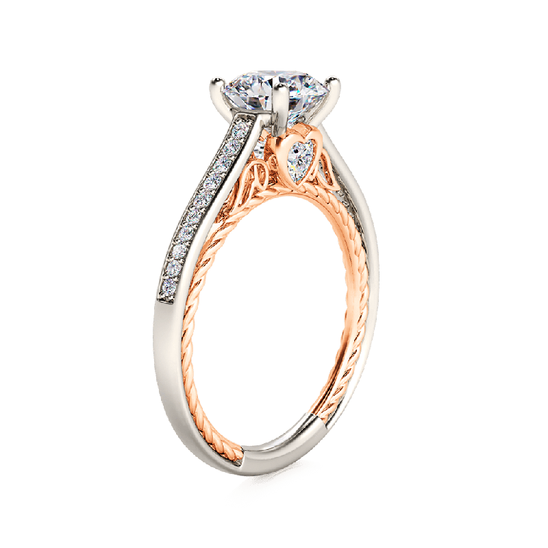 Round Cut Cathedral Engagement Ring