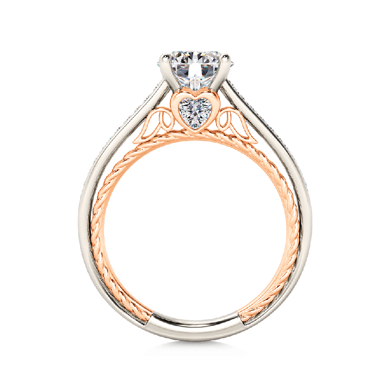 Round Cut Cathedral Engagement Ring