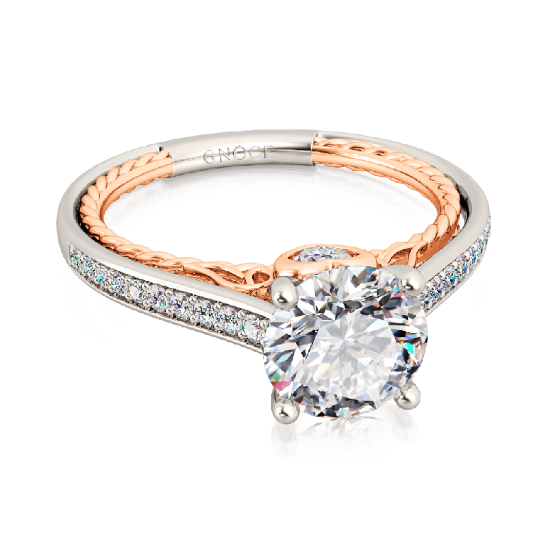 Round Cut Cathedral Engagement Ring