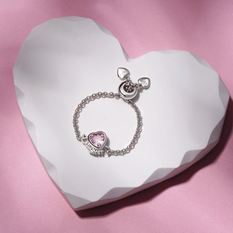 Daughter Heart Adjustable Chain Ring