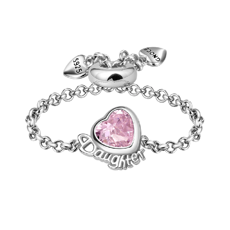 Daughter Heart Adjustable Chain Ring