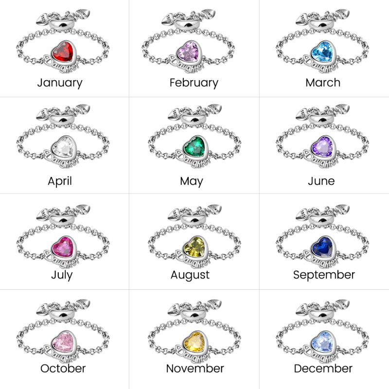 Daughter Heart Adjustable Chain Ring