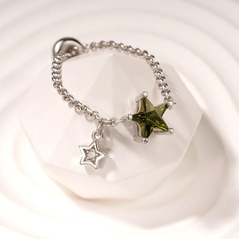 Olive Yellow Star Chain Ring