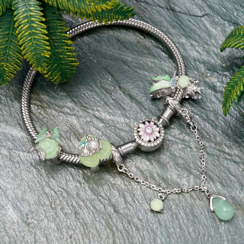 Spring Green Rose Butterfly Charm