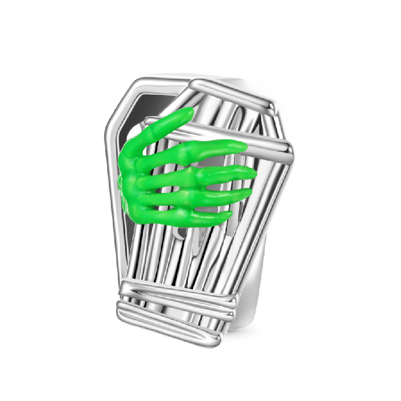 Coffin Green Skeleton Hand Charm