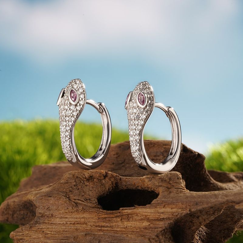 Diamond Snake Huggie Earrings