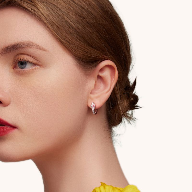 Diamond Snake Huggie Earrings