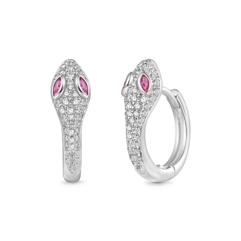 Diamond Snake Huggie Earrings
