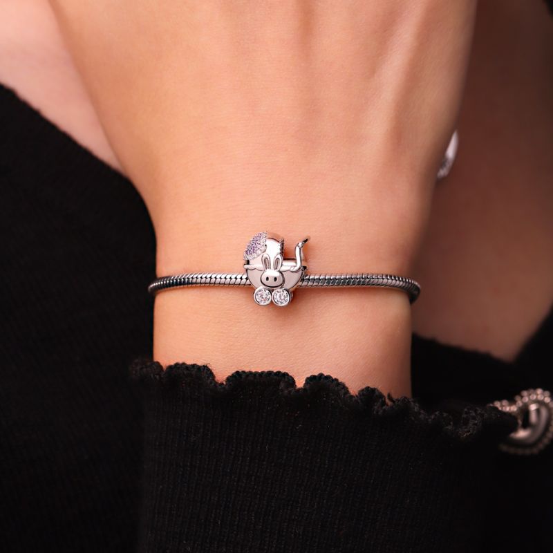 Bunny Baby Carriage Charm