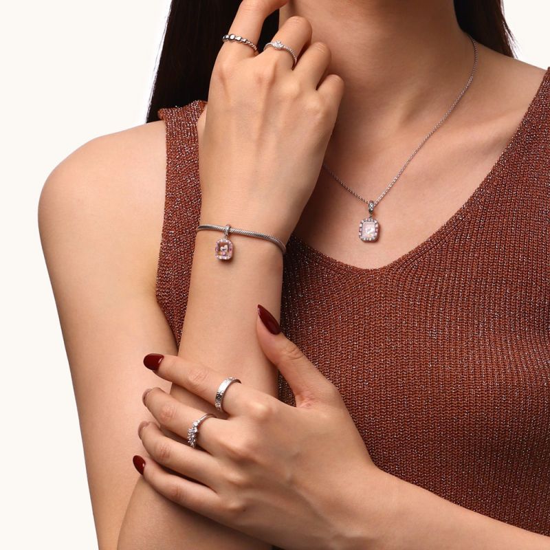 Glass Colored Diamond Pendant