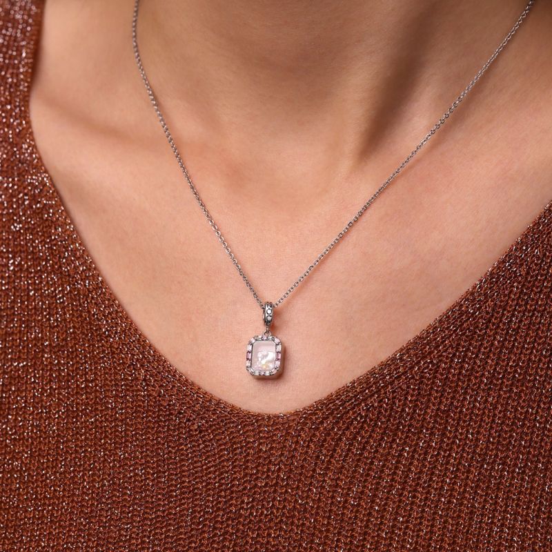 Glass Colored Diamond Pendant