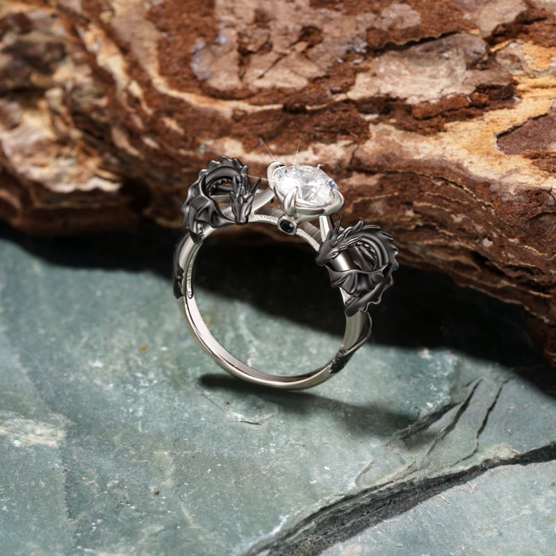 Black Dragon Embrace Diamond Ring