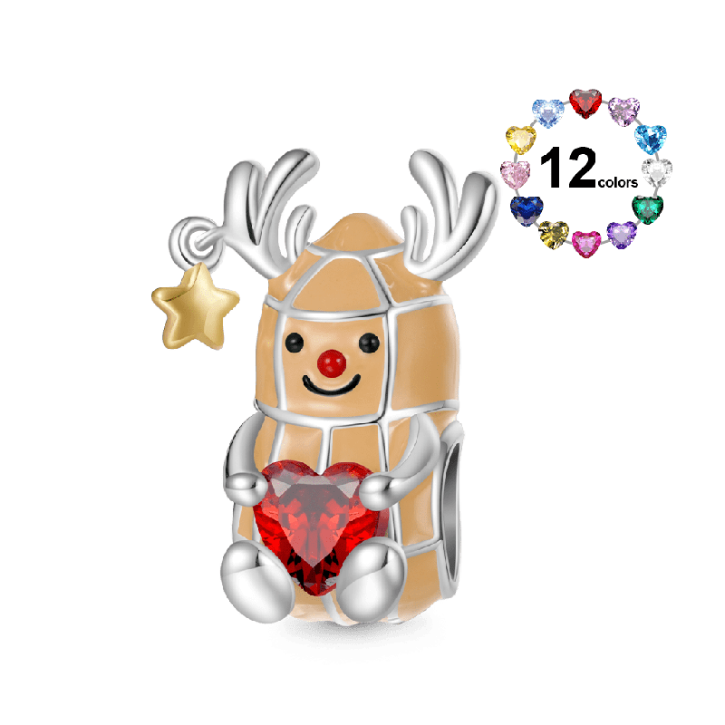 Peanut Reindeer Embraces Heart Charm