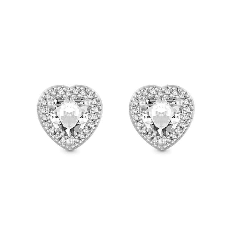 Brilliant Heart Diamond Halo Stud Earrings