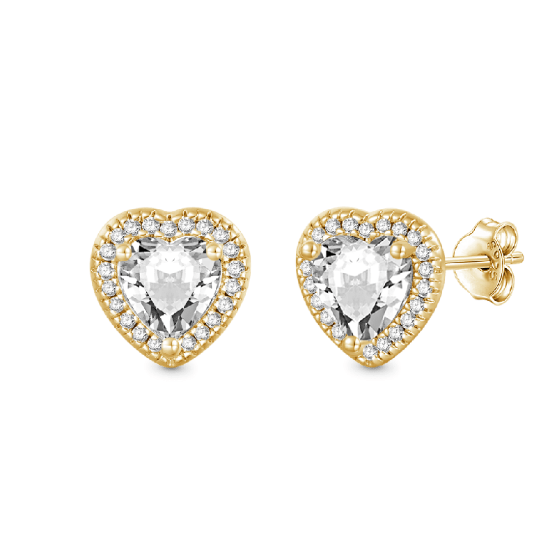 Brilliant Heart Diamond Halo Stud Earrings
