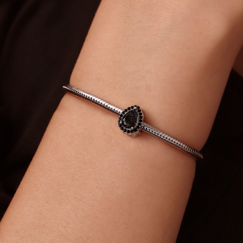 Black Hair Quartz Inlaid Engravable Charm