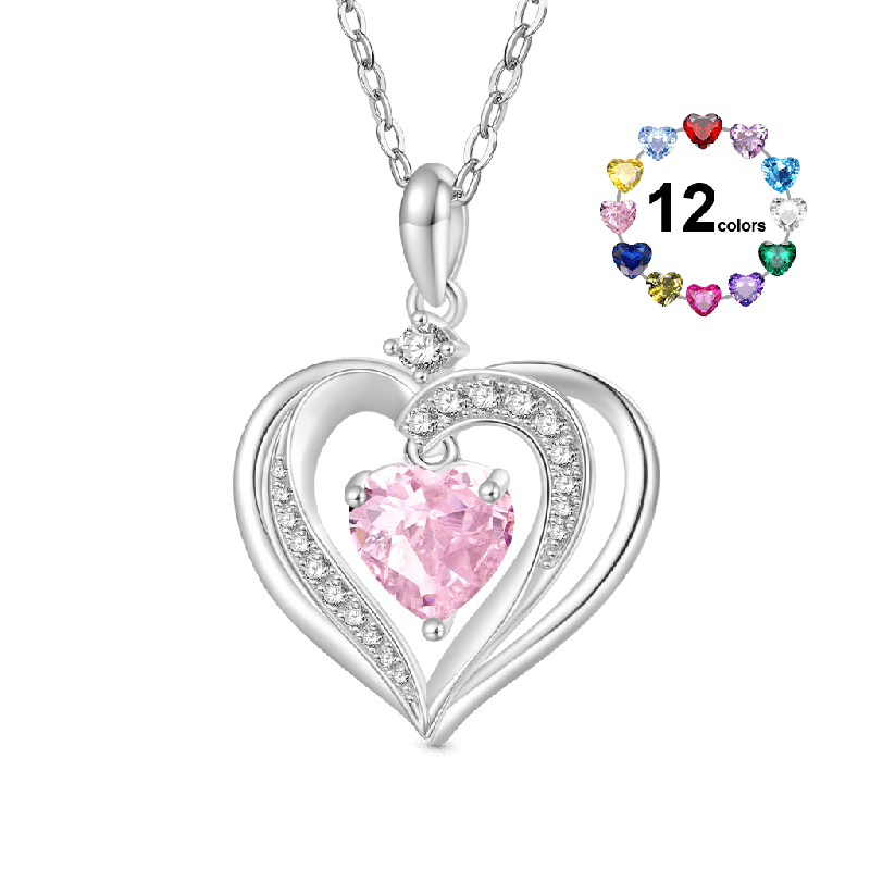 Forever Love Heart Birthstone Necklace