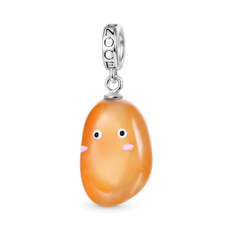 Natural Orange Color Rain Flower Stone Pendant