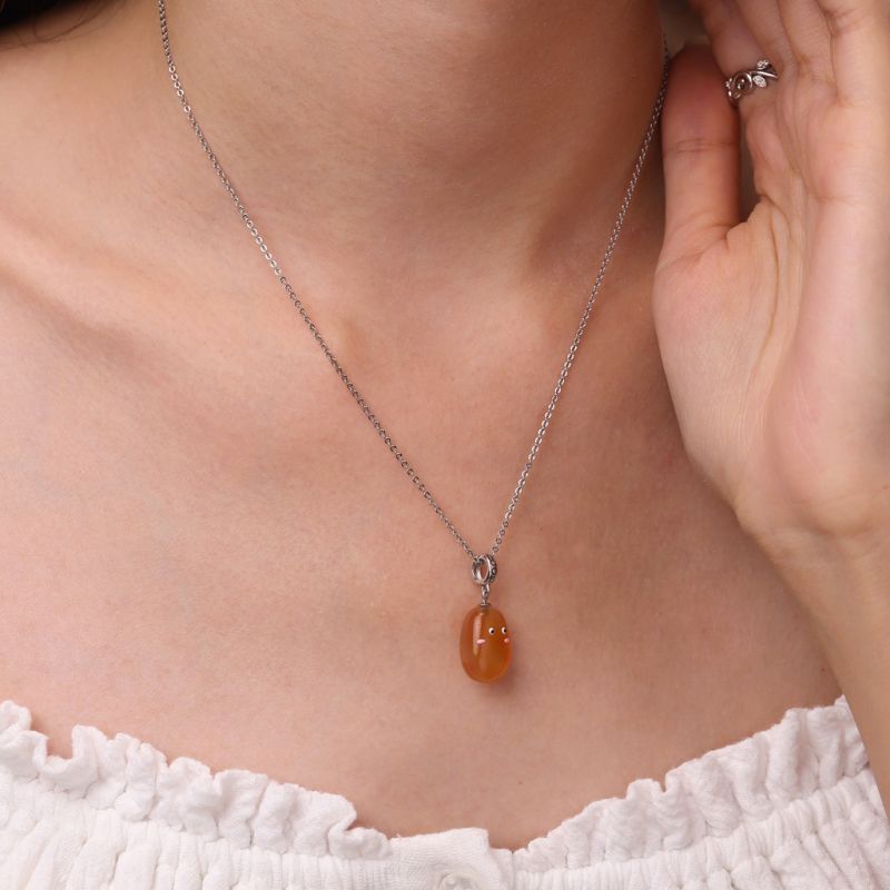 Natural Orange Color Rain Flower Stone Pendant