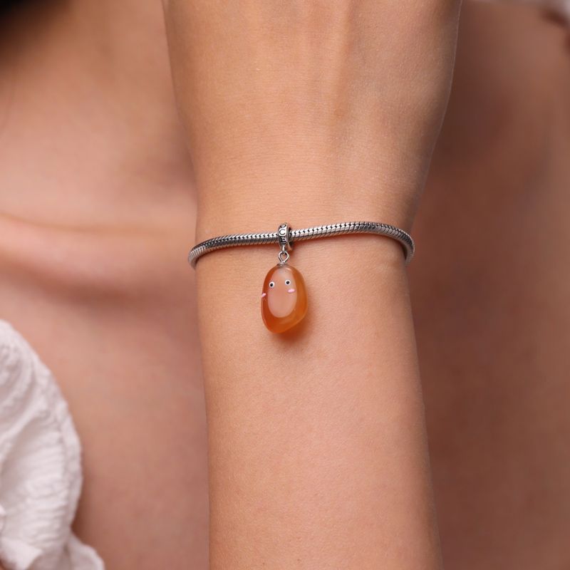 Natural Orange Color Rain Flower Stone Pendant