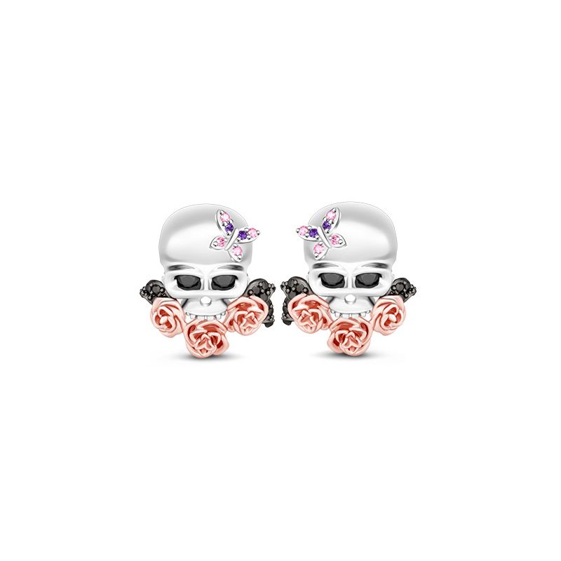 Skull Earrings with Flower