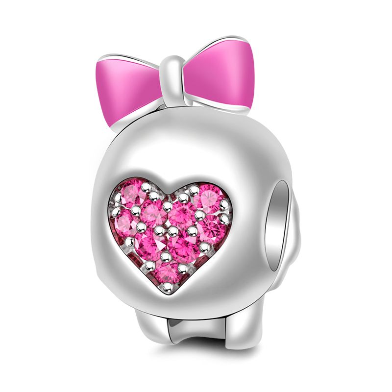 Skull with Pink Bowknot Charm