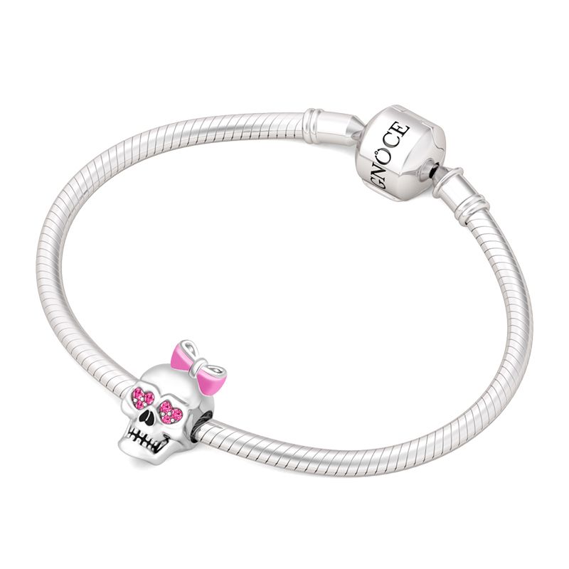 Skull with Pink Bowknot Charm