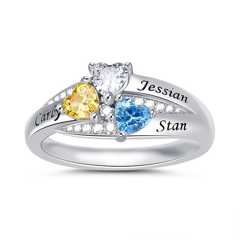 Heart Cluster Engraved Ring