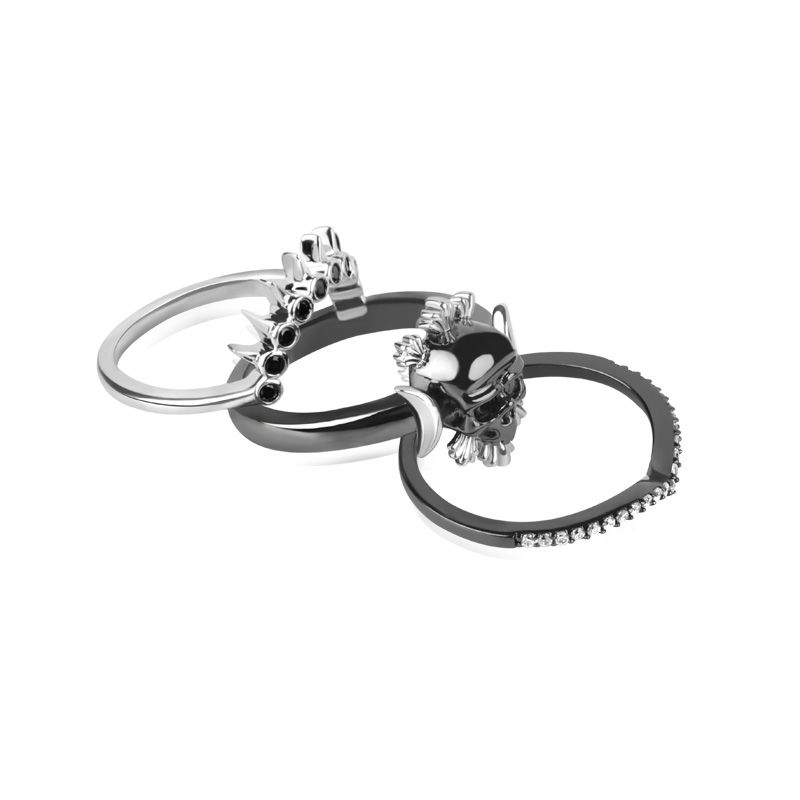 Black Skull Stackable Ring