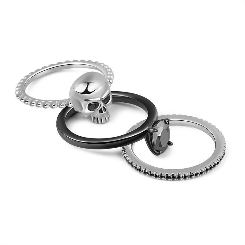 Skull Ring Stackable 3 Pieces