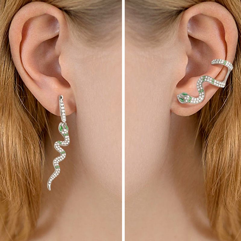 Green Eye Snake Earrings