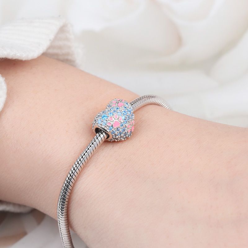 Paws Print Heart Charm