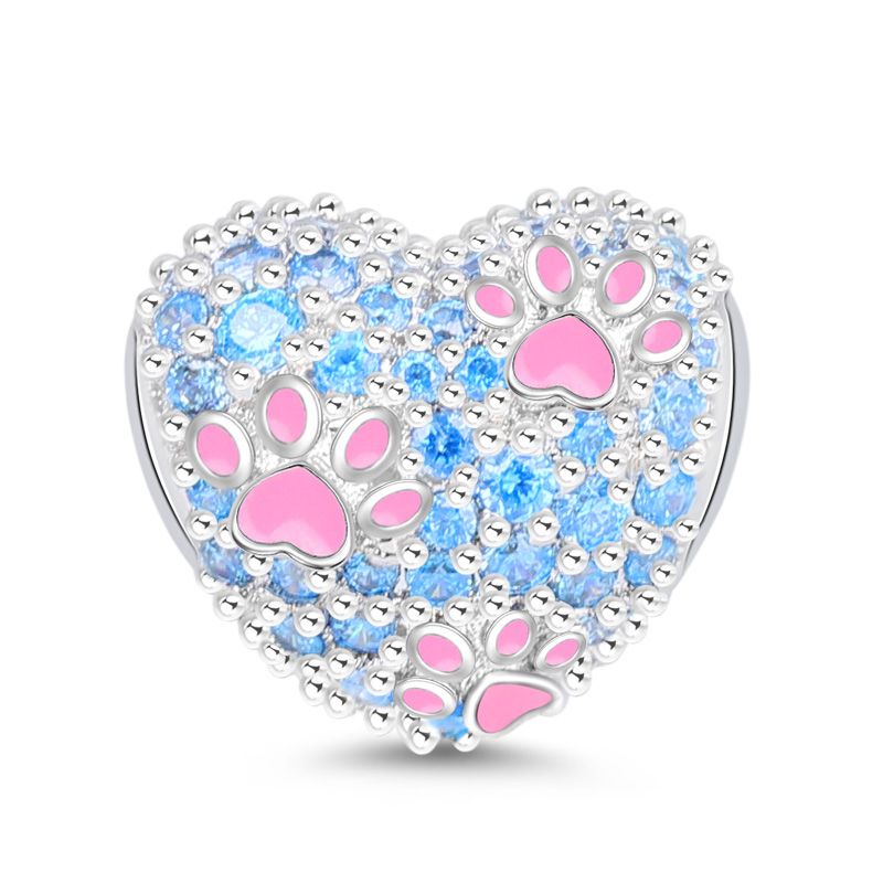 Paws Print Heart Charm