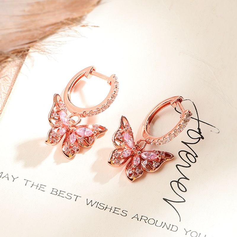 Butterfly Dangle Hoop Earrings