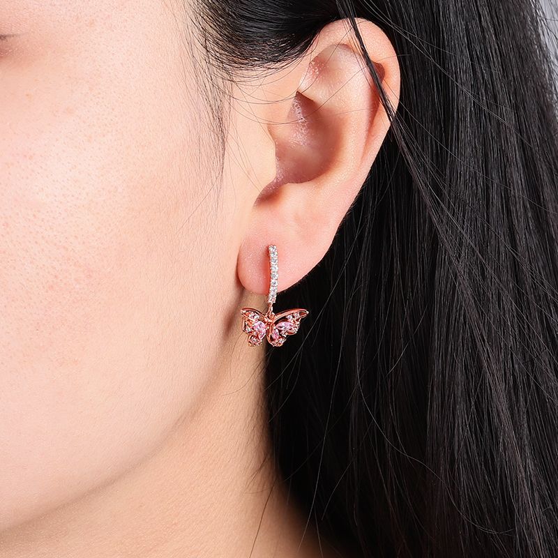 Butterfly Dangle Hoop Earrings