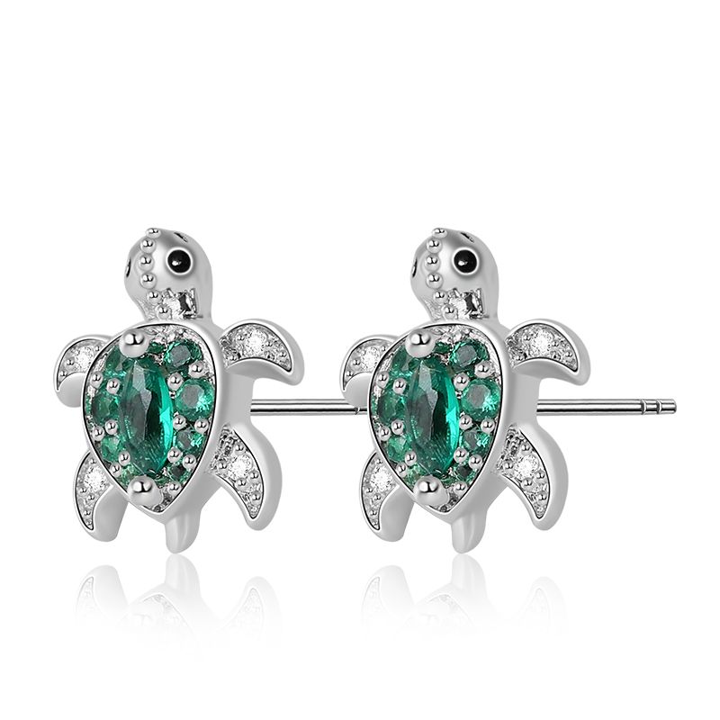 Green Turtle Stud Earrings