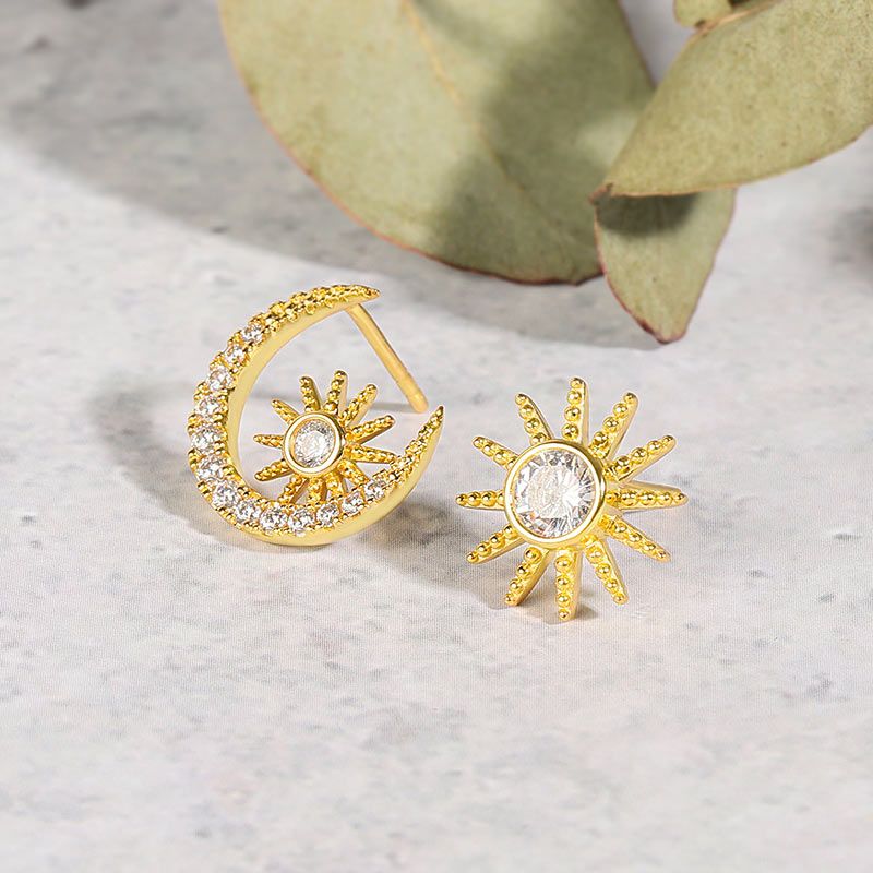 Star Moon Stud Earrings