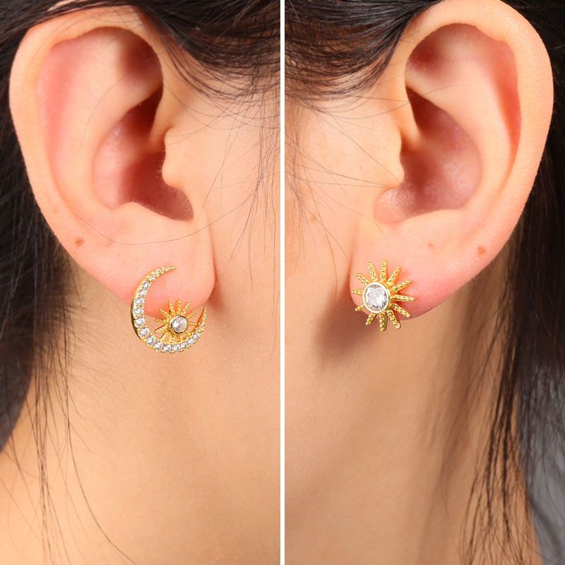 Star Moon Stud Earrings