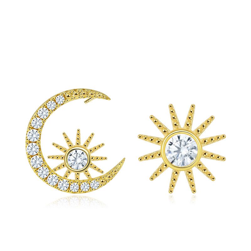 Star Moon Stud Earrings