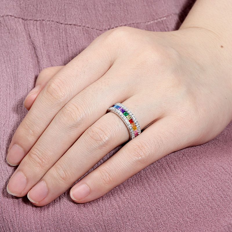 Multi-Color Princess Cut Band