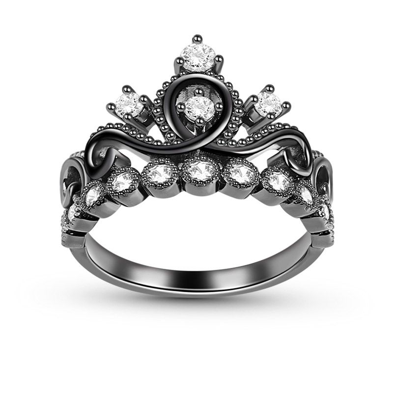 Black Tiara Crown Ring