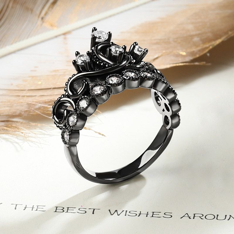 Black Tiara Crown Ring