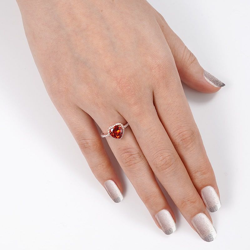 Red Heart Halo Ring