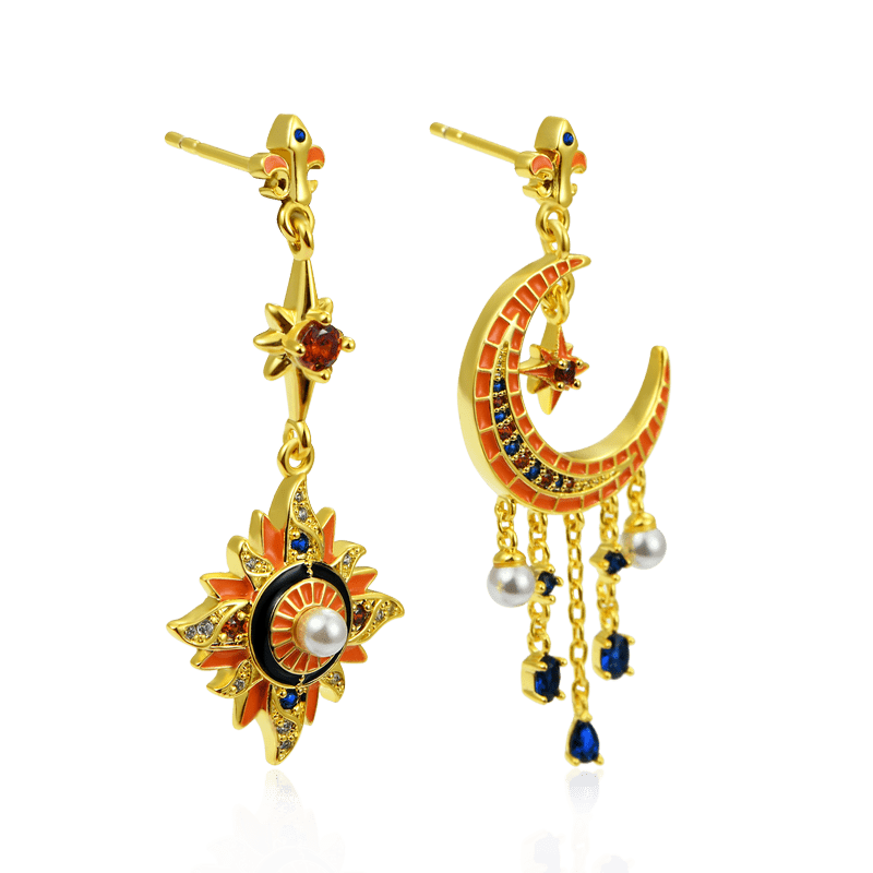 Star Moon Dangle Earrings