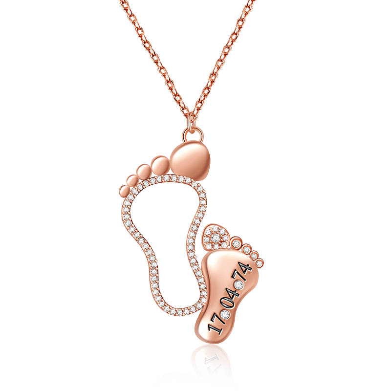 Custom Date Baby Feet Necklace